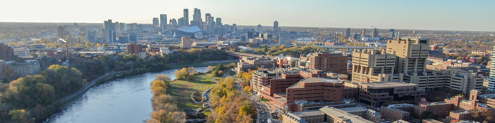 Downtown Minneapolis, the Mississippi River, and the UMN campus